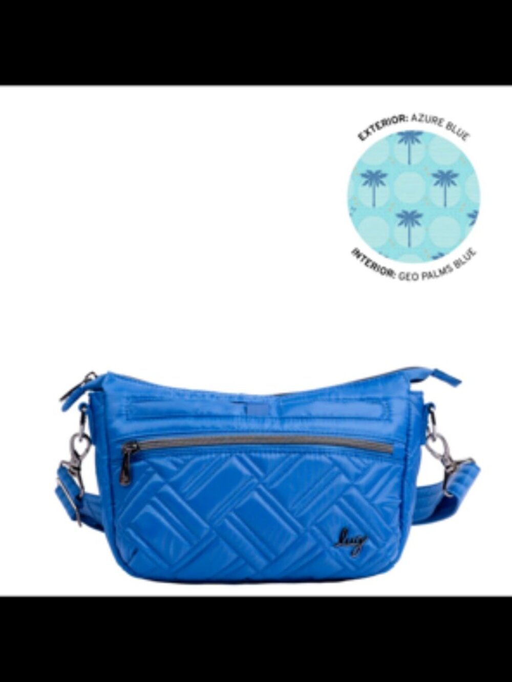 LUG - Dash Classic Crossbody in Azure Blue w/Geo Palms Blue Interior